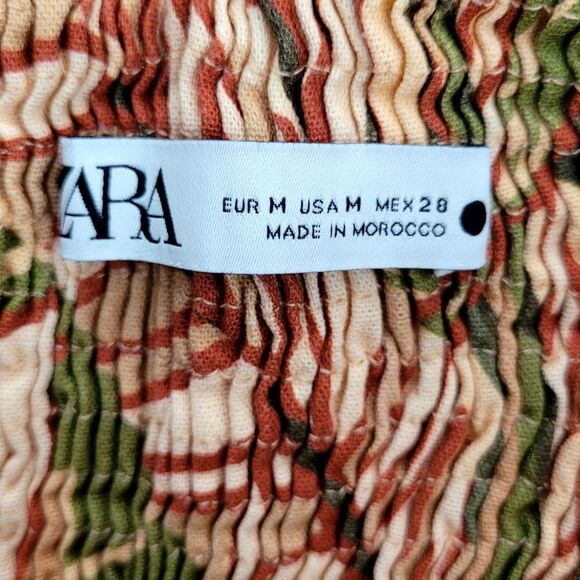 Zara 2Pc Multicolor Floral Ruffle Linen Blend Skirt Set Size Medium - Picture 16 of 16